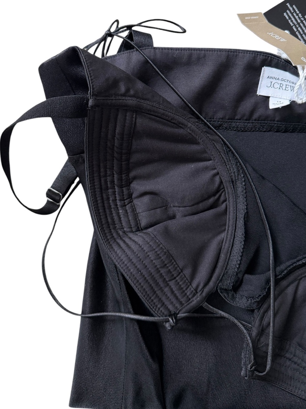 NWT J. Crew x Anna October Bustier Mini Slip Dress in Black Satin Size 14 - Picture 8 of 13